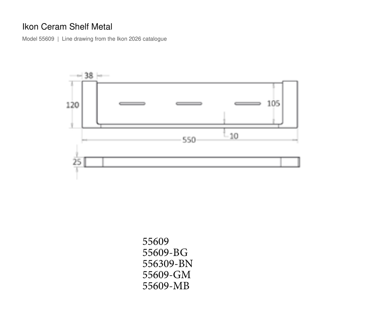 Ceram Shelf Metal line drawing