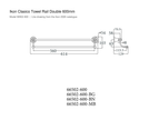 Clasico Towel Rail Double 600mm line drawing