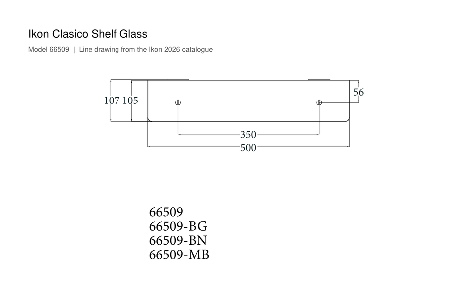 Clasico Shelf Glass line drawing