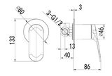 Sulu II Wall Mixer Rough-In Body line drawing