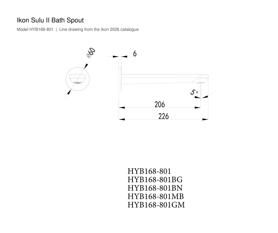 Sulu II Bath Spout line drawing