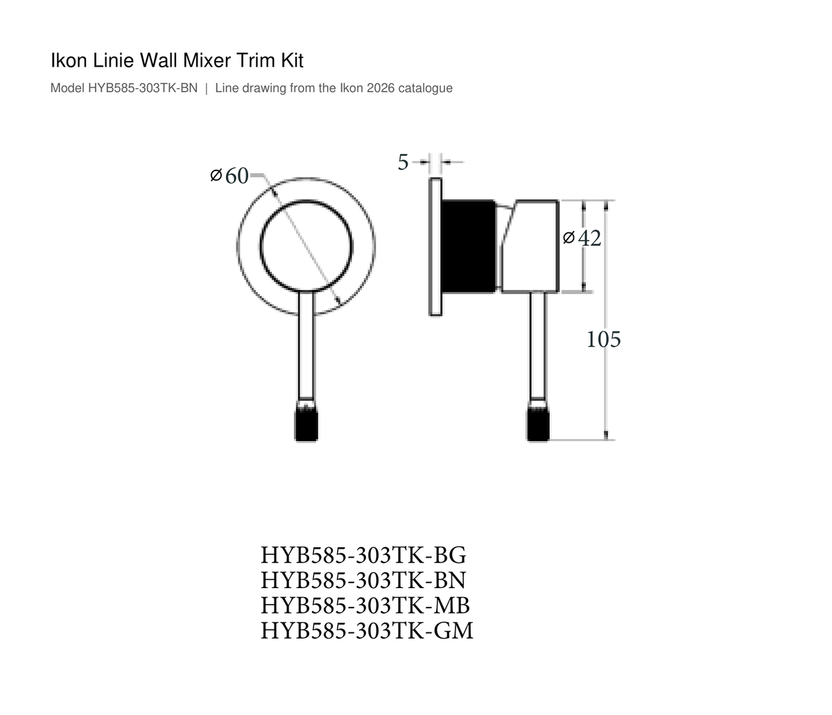 Linie Wall Mixer Trim Kit line drawing