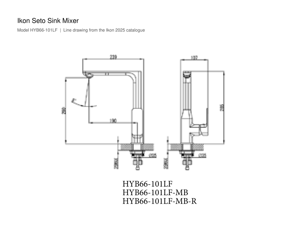 Seto Sink Mixer line drawing