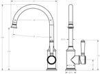 Clasico Sink Mixer Gooseneck with Ceramic Handle line drawing