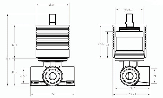Clasico Wall Mixer Body line drawing