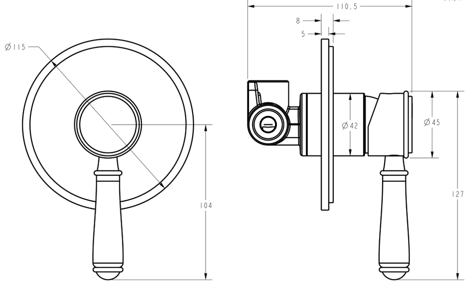 Clasico Wall Mixer Trim Kit line drawing