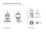 Clasico Wall Mixer Diverter Body line drawing