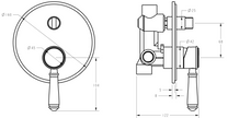 Clasico Wall Mixer Diverter Trim Kit line drawing