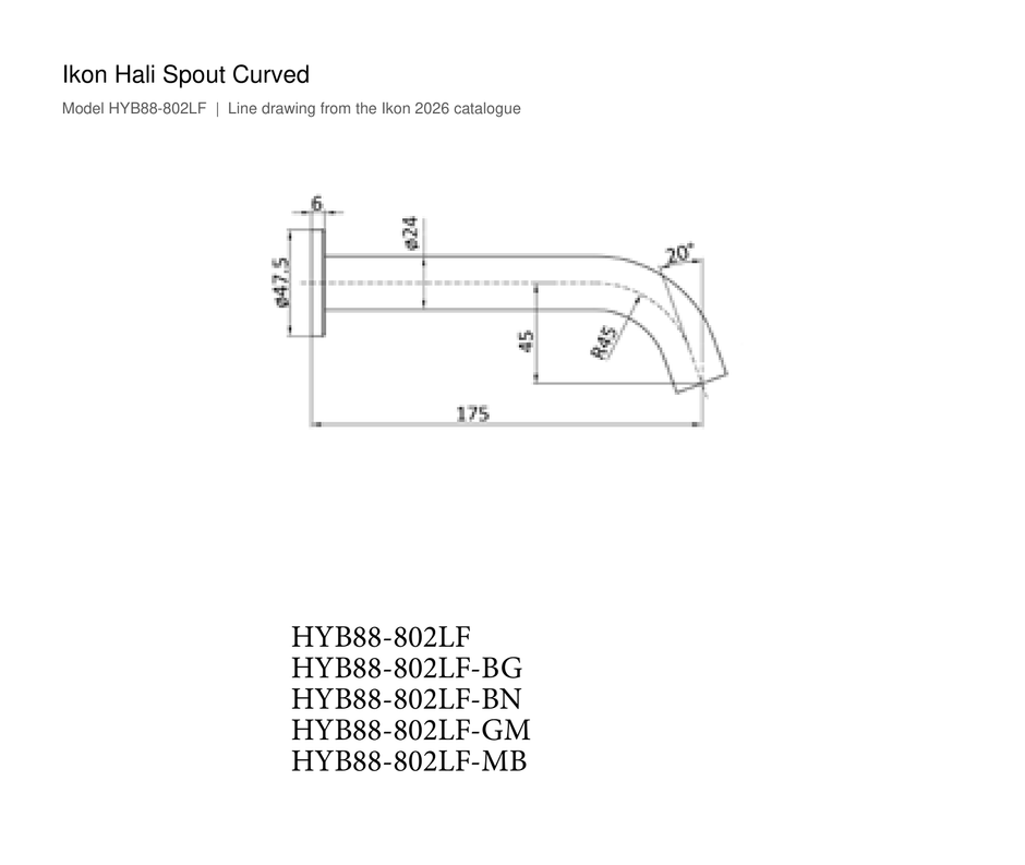 Hali Spout Curved line drawing