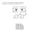 Hali 1/4 Turn Ceramic Disc Wall Top Assembly line drawing