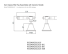 Clasico Wall Top Assemblies with Ceramic Handle line drawing