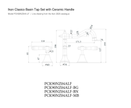 Clasico Basin Tap Set with Ceramic Handle line drawing