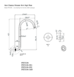Clasico Shower Arm High Rise line drawing