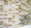 Bluetooth Travertine Classico Natural Stone Mosaic in a room setting