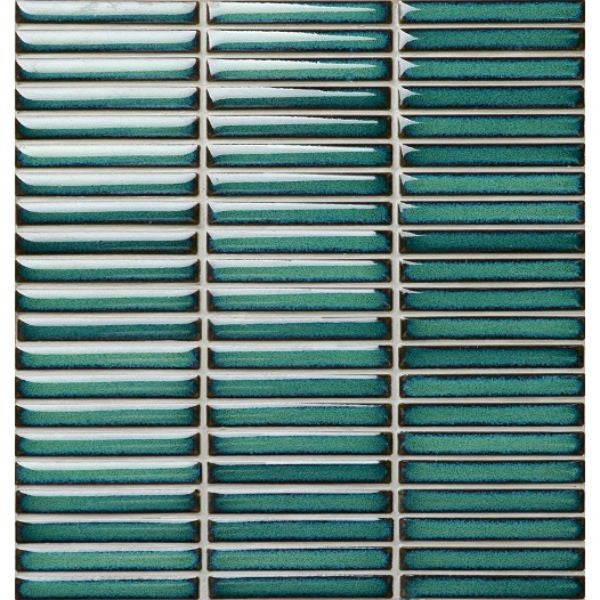 Japanese Traces Emerald Green Gloss Porcelain Mosaic tile