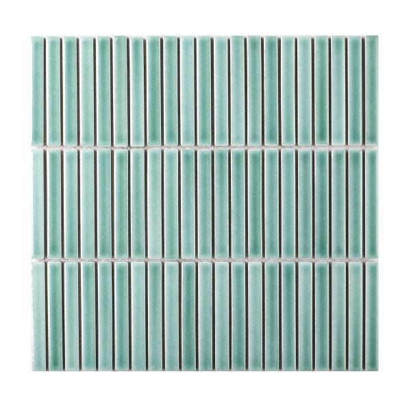 Japanese Traces Leaf Green Mix Polished Porcelain Mosaic tile