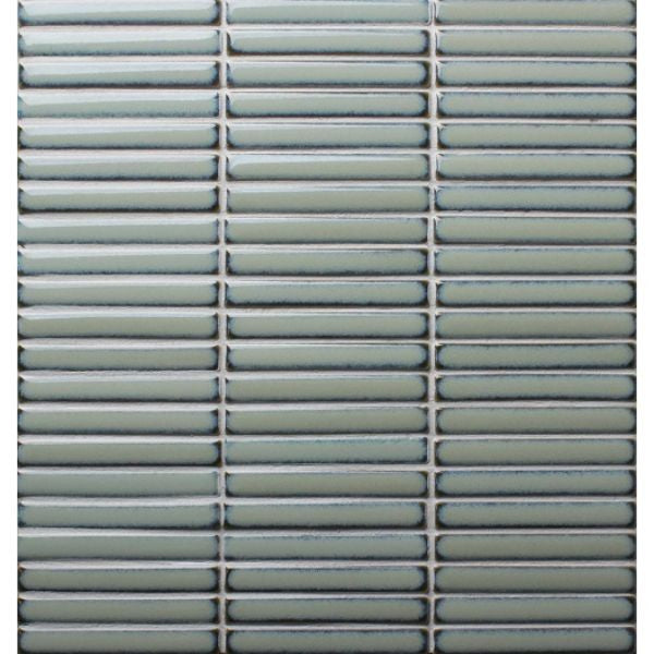Japanese Traces Sage Green Gloss Porcelain Mosaic tile