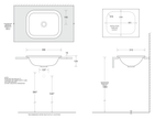 Emilia Rectangular Vanity Basin 390 x 310 dimensions line drawing