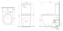 Gemelli Rimless Back To Wall Toilet Suite dimensions line drawing