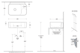 Gemelli Compact Wall Basin 400 x 290 dimensions line drawing