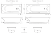 Project Premium 1675 Acrylic Bath dimensions line drawing