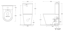 Venezia Compact Tornado Flush To Wall Toilet Suite dimensions line drawing