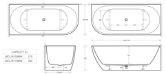 Venezia 1500 Left Corner Bath Matte White dimensions line drawing