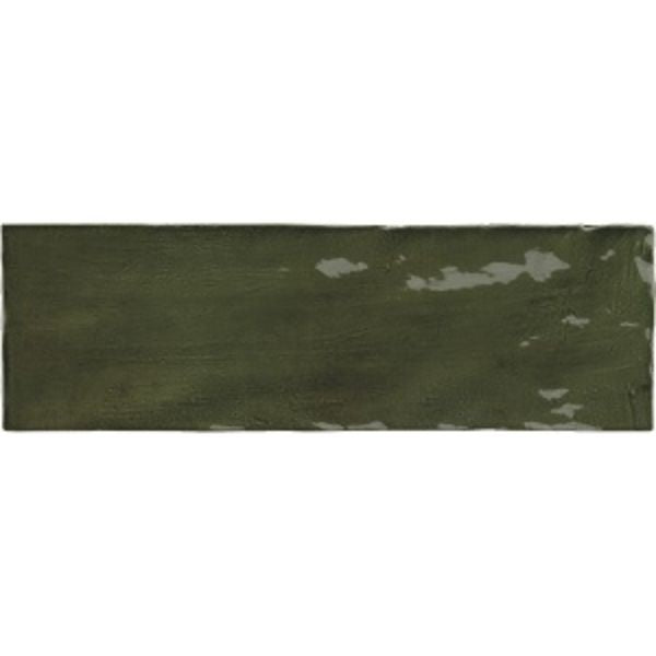 La Riviera Botanical Green Gloss Ceramic Subway Tiles tile