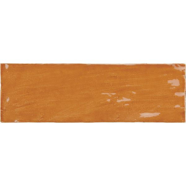 La Riviera Ginger Gloss Ceramic Subway Tiles in a room setting