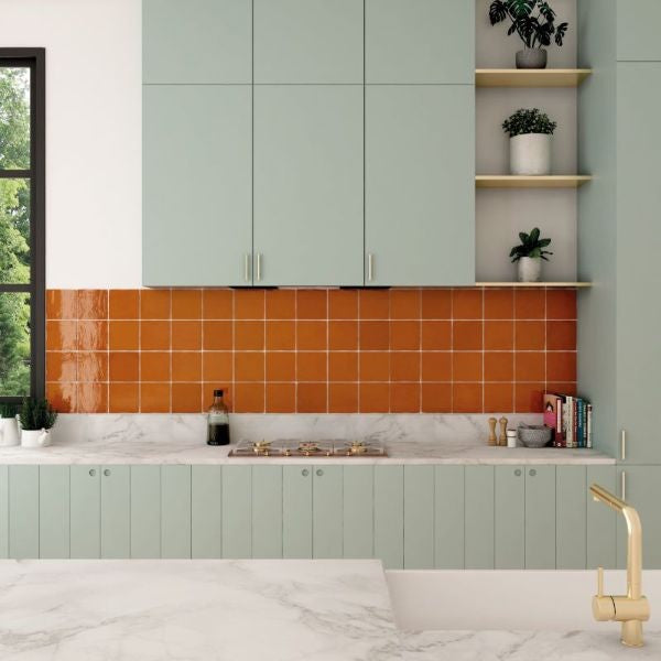 La Riviera Ginger Gloss Ceramic Subway Tiles tile
