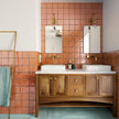 La Riviera Ginger Gloss Ceramic Subway Tiles in a room setting