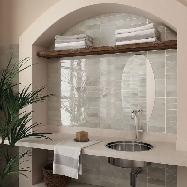 La Riviera Vert Gloss Ceramic Tiles in a room setting