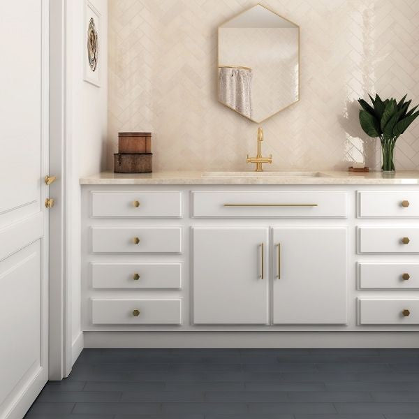 La Riviera Wheat Gloss Ceramic Tiles in a room setting
