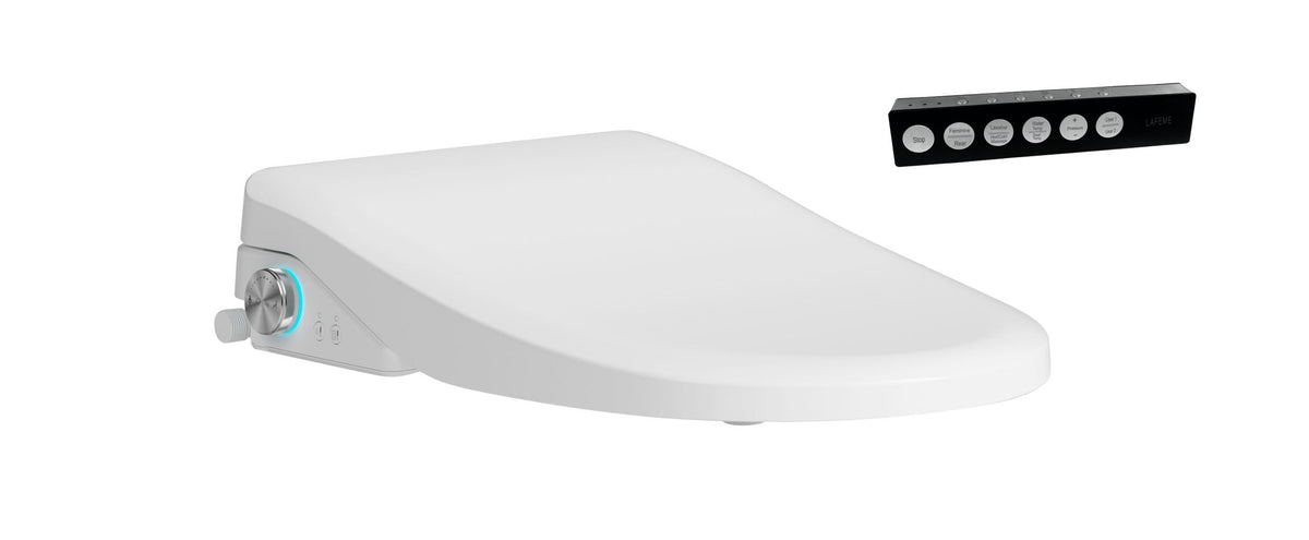 Lafeme Catania Standard smart bidet seat with remote controller on white background