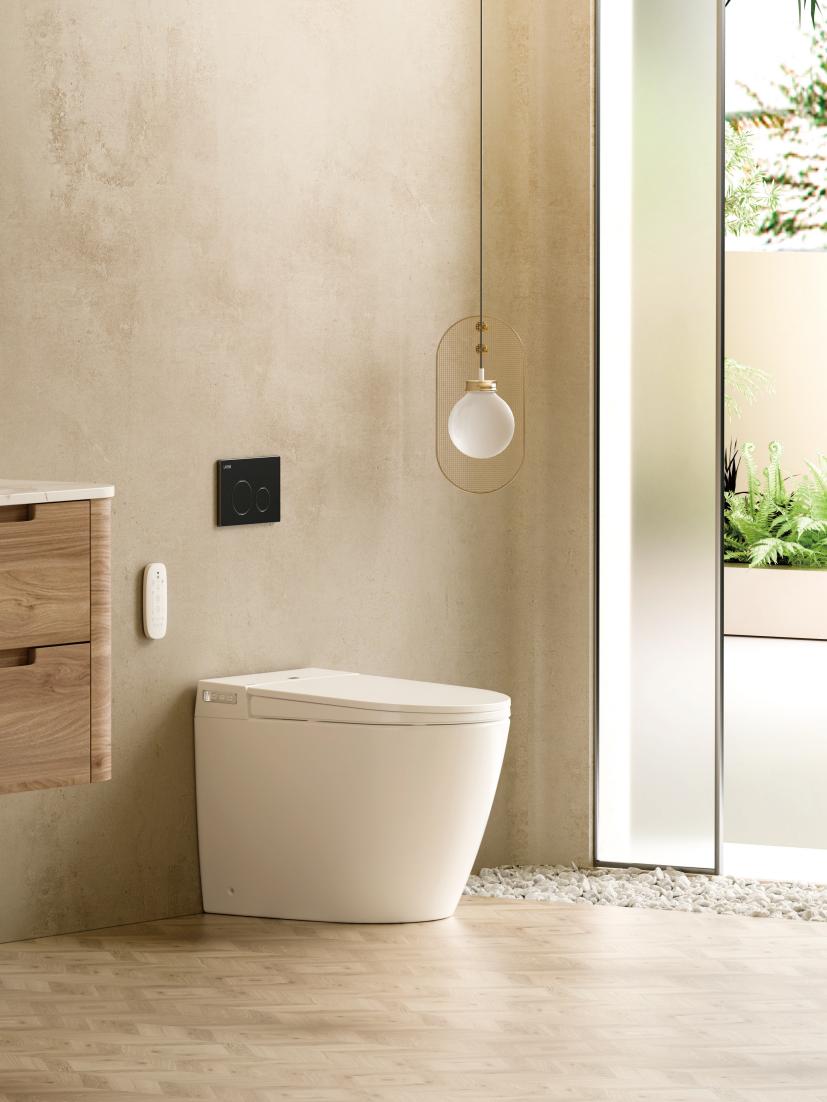 Lafeme Crawford smart toilet in a styled bathroom