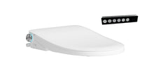 Lafeme Thea ultra thin smart bidet seat with remote controller on white background