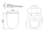 Lafeme Thea Standard bidet seat dimension drawing, 505 x 375 x 93 mm