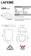 Lafeme Una Non Electric Bidet Seat specification sheet