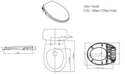 Lafeme Vera bidet seat dimension drawing, 480 x 370 x 62 mm