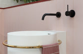 Phoenix Vivid Slimline Wall Basin Outlet 180mm Curved Black bath spout