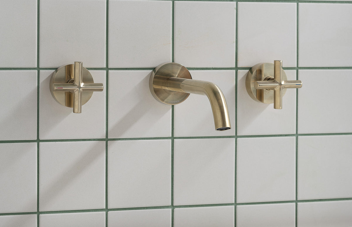 Phoenix Vivid Slimline Plus Wall Basin / Bath Outlet 180mm in Brushed Bronze bath spout