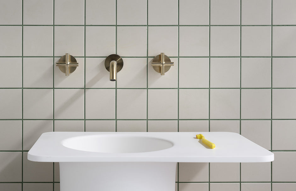 Phoenix Vivid Slimline Plus Wall Basin / Bath Outlet 180mm in Brushed Bronze bath spout