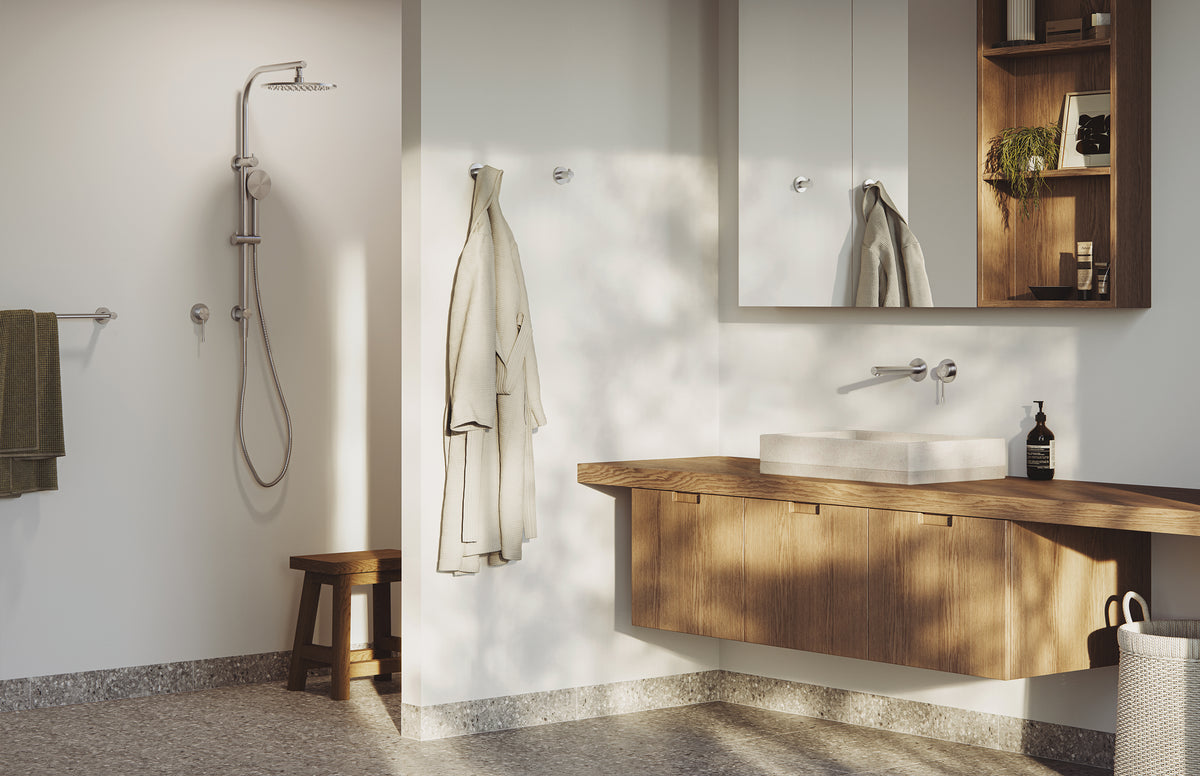 Phoenix Radii Single Towel Rail 800mm Round Plate, Matte Black