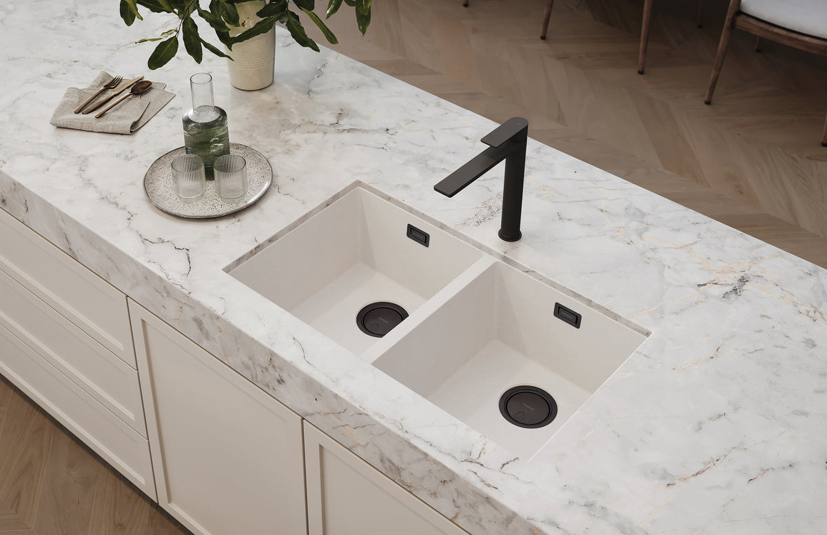 Phoenix Covered Sink Basket Waste with Overflow, Brushed Carbon sink accessory