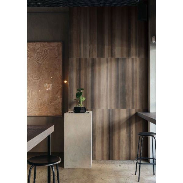 Linear Cinta Semi Polished Timber Look Porcelain Tiles 200x1200mm in a room setting