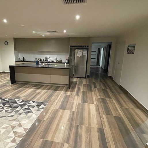 Linear Cinta Semi Polished Timber Look Porcelain Tiles 200x1200mm in a room setting