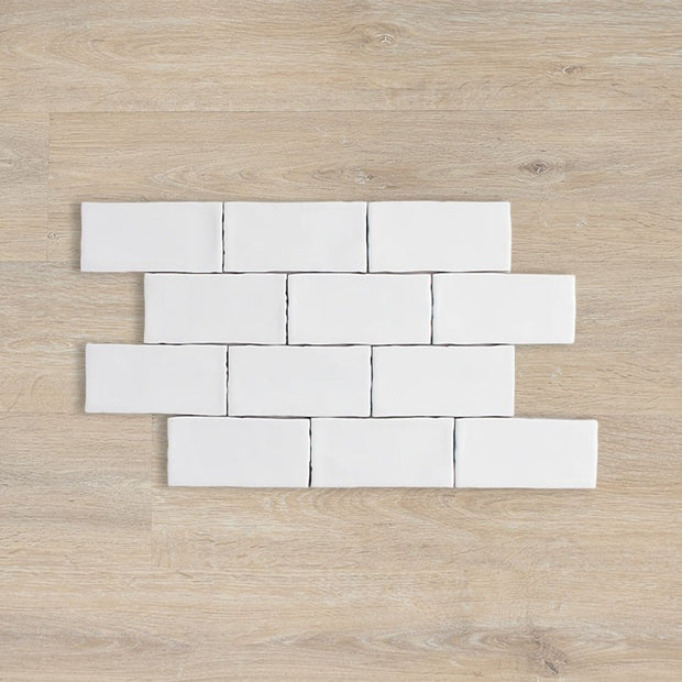 Lodge White Wavy Edge Matt Ceramic Subway Tiles tile