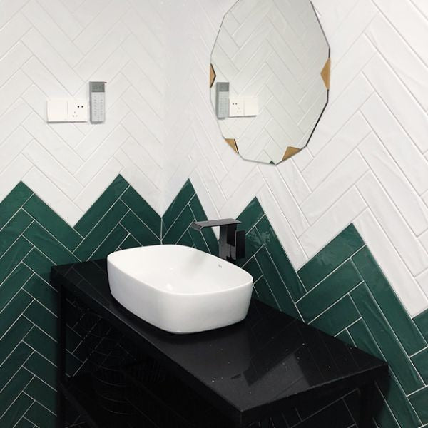 Lodge White Wavy Matt Ceramic Subway Tiles in a room setting