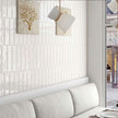 Lodge White Wavy Gloss Ceramic Subway Tiles in a room setting