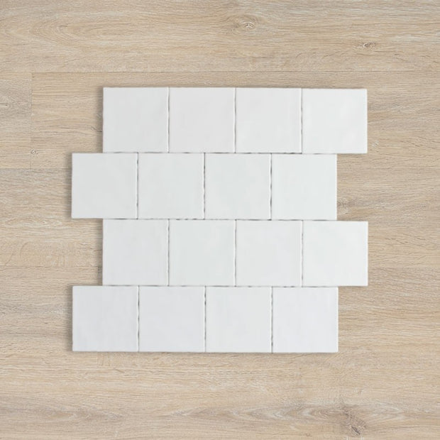 Lodge White Wavy Matt Ceramic Tiles tile